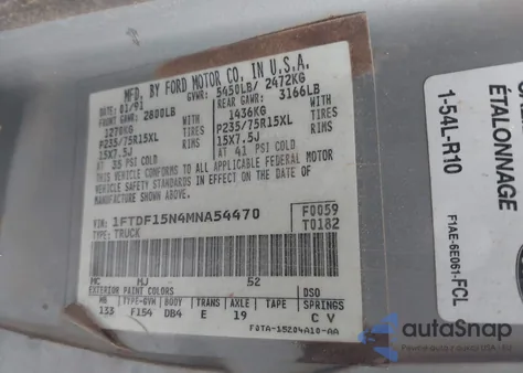 1991 Ford F150 z USA, uszkodzony, nr VIN 1FTDF15N4MNA54470